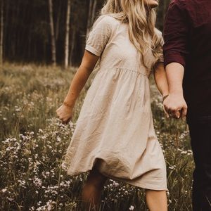 Cream Midi Length Babydoll Dress